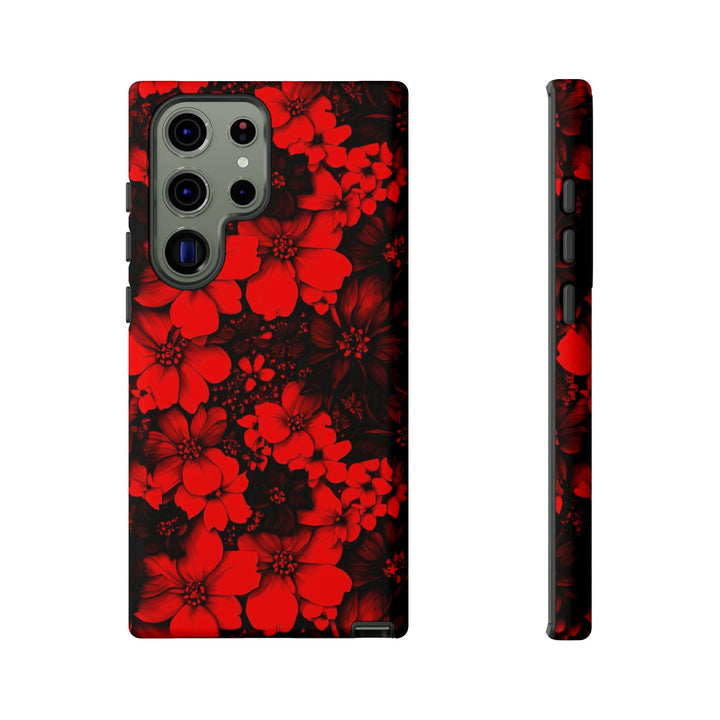 Cute Samsung Phone Case | Aesthetic Samsung Phone Case | Galaxy S23, S22, S21, S20 | Red Black Flowers, Protective Phone Case - Studio40ParkLane