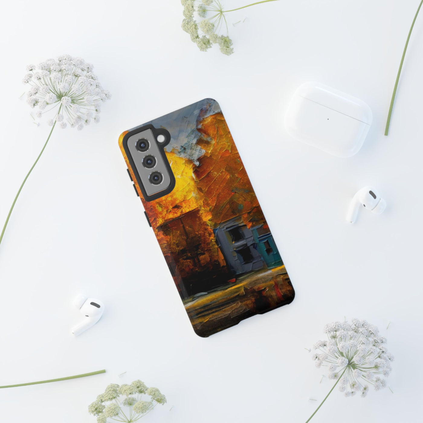 Impact Resistant, Fall Leaves Oil Painting, Cute Phone Cases for Samsung S24, S23, S22, S21, IPhone 15 pro Iphone 14 pro Iphone 13 IPhone 12 Iphone 11