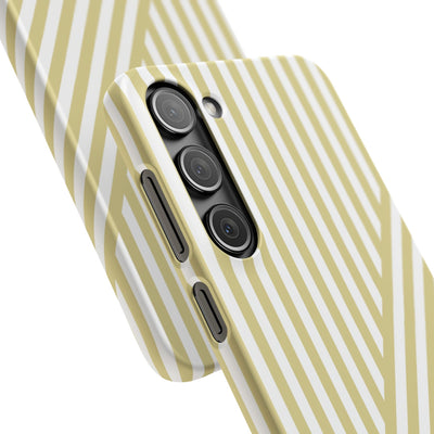 Aesthetic Yellow Beige Stripes Cute Phone Case Sleek Snap - For iPhone 17 Pro Max iPhone 16 Pro iPhone 15 Iphone 14 Plus 13 Pro 12 11 10 Gift
