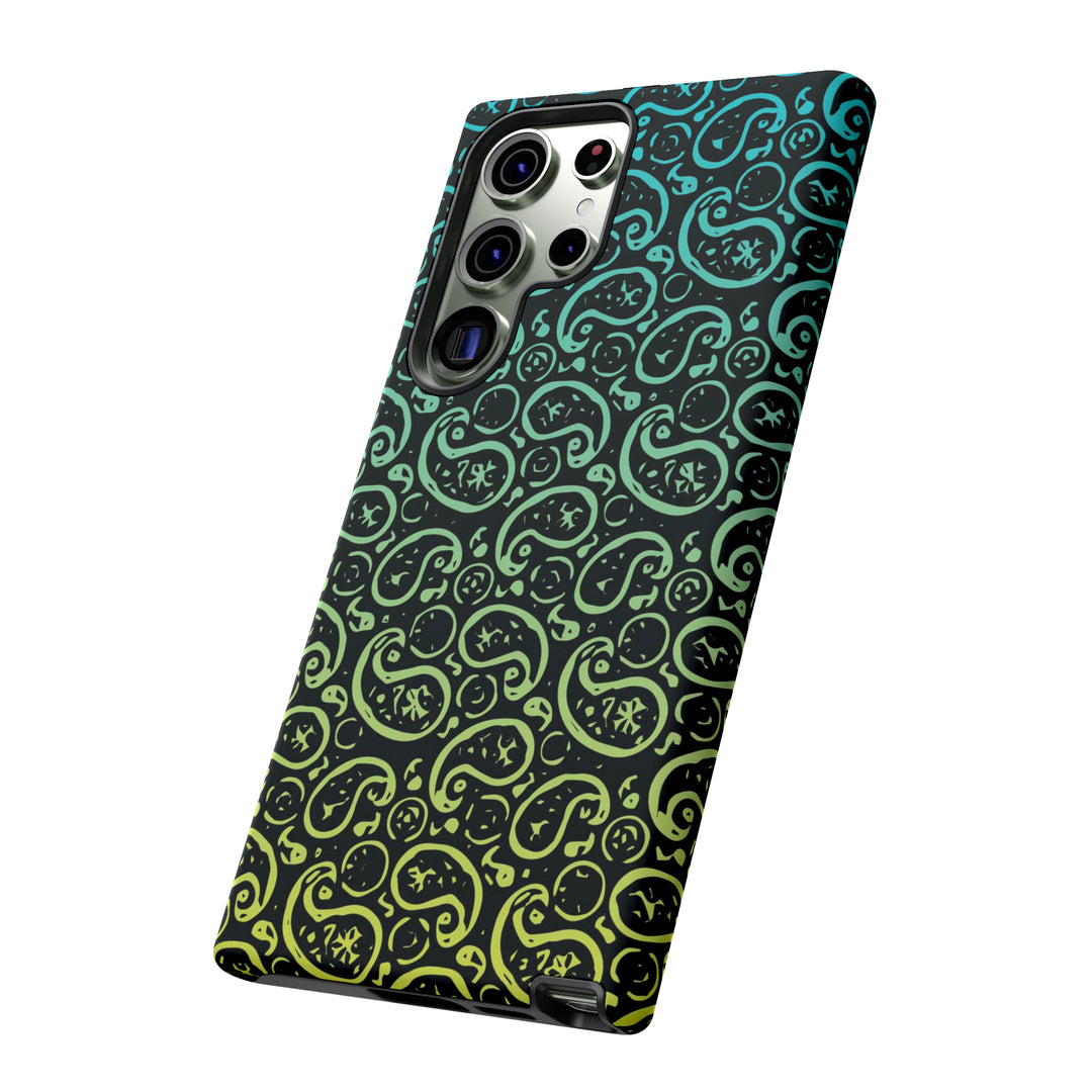 Cute Samsung Phone Case | Aesthetic Samsung Phone Case | Paisley Blue Yellow Black | Galaxy S23, S22, S21, S20 | Luxury Double Layer | Cool - Studio40ParkLane