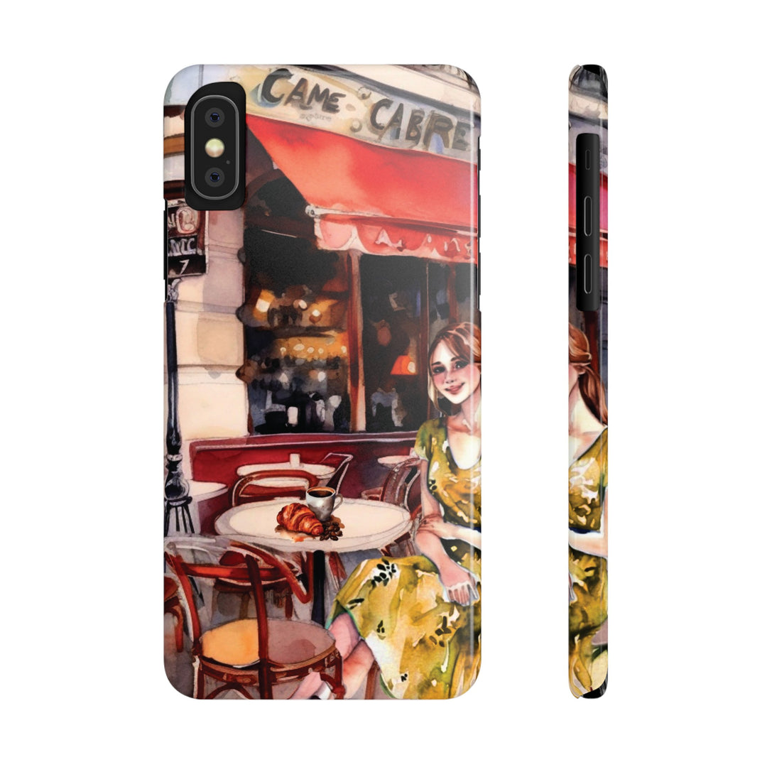 Slim Cute Phone Cases for Iphone - | iPhone 15 Case | iPhone 15 Pro Max Case, Iphone 14 Case, Iphone 14 Pro Max, Iphone 13, Paris Cafe Coffee Croissant - Studio40ParkLane