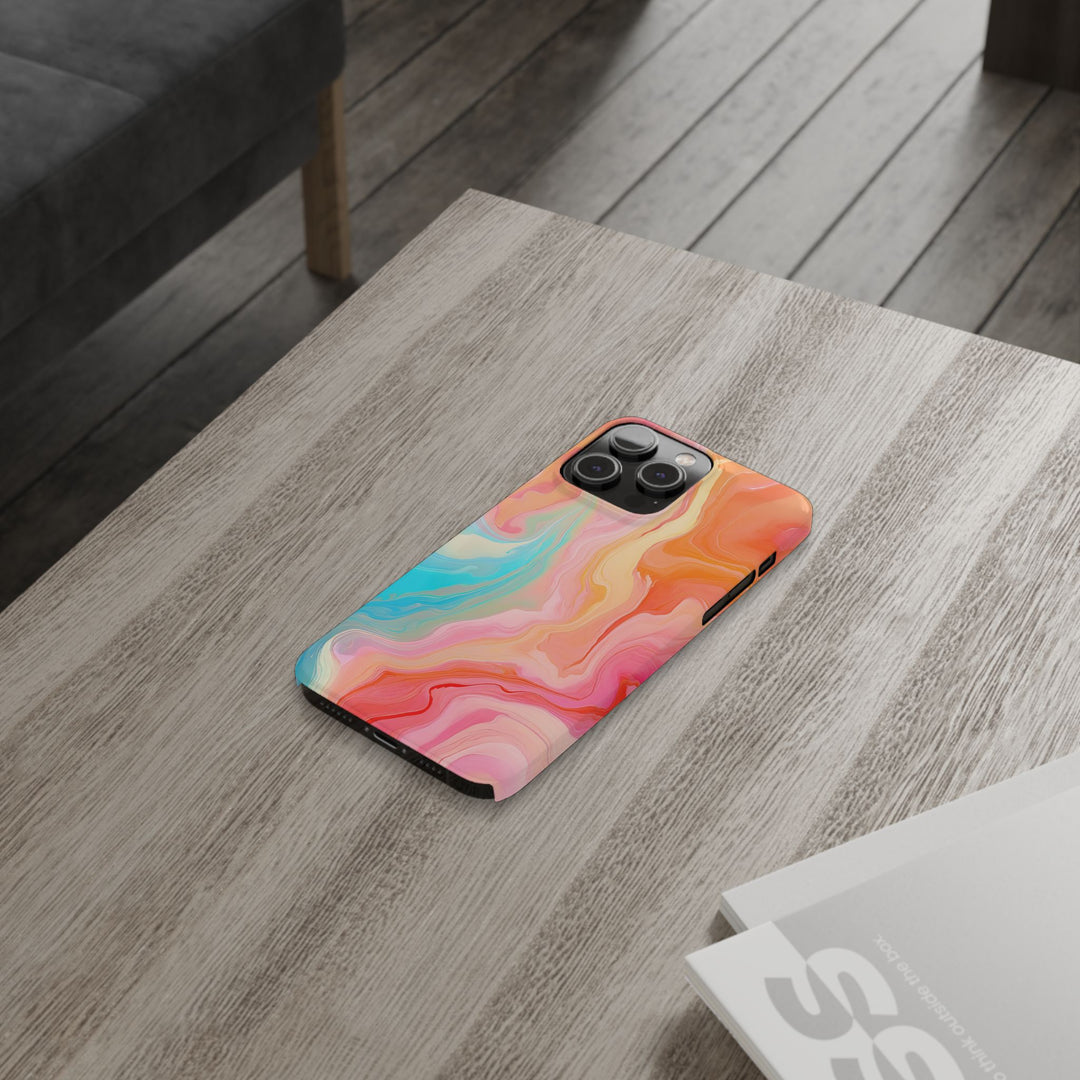 Slim Blue Pink Orange Marbled Cute Phone Cases for Iphone 16 Pro Max | iPhone 15 Case | iPhone 15 Pro Max Case, Iphone 14, Iphone 14 Pro Max, Iphone 13 12 11 8 7 - Studio40ParkLane
