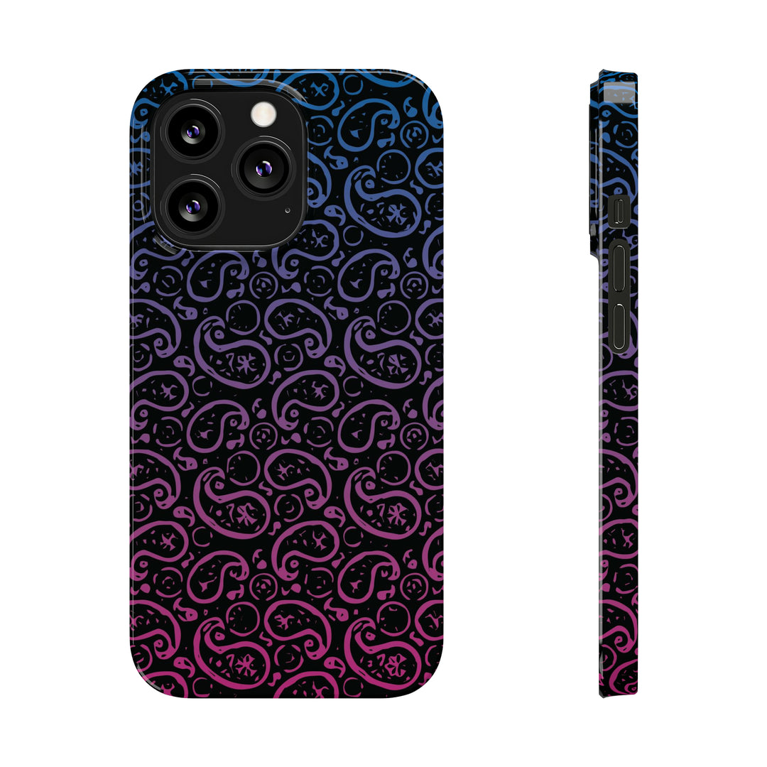 Slim Cute Phone Cases for Iphone - | iPhone 15 Case | iPhone 15 Pro Max Case, Iphone 14 Case, Iphone 14 Pro Max, Iphone 13, Paisley Blue Pink Black - Studio40ParkLane