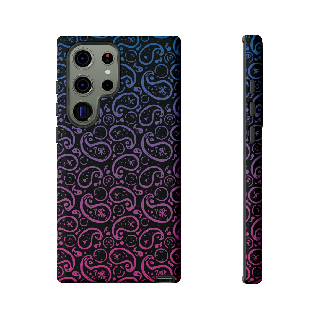 Cool Phone Case | Aesthetic Phone Case | Paisley Blue Pink Black | For Samsung Galaxy S23, S22, S21, S20 | Luxury Double Layer | Cute - Studio40ParkLane