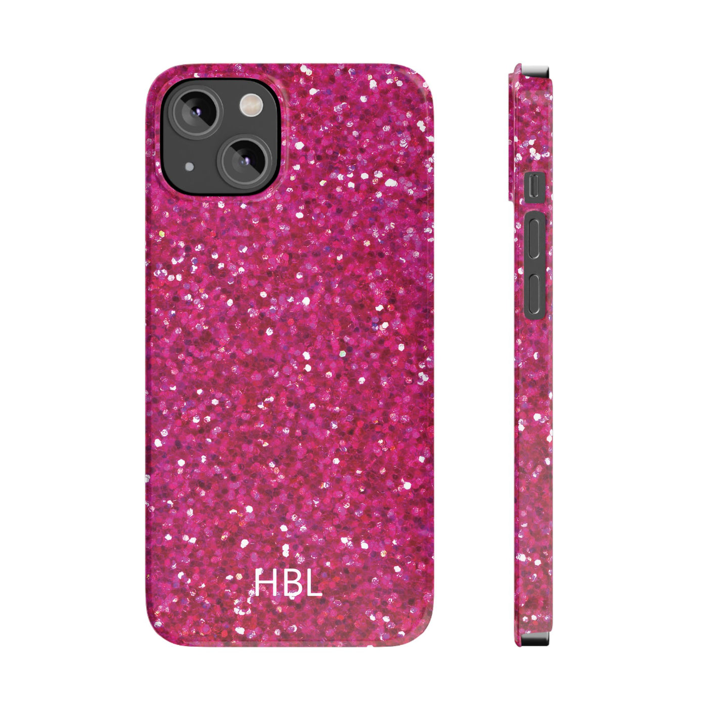 Slim Personalized Muted Pink Faux Play on Glitter Effect Cute Phone Cases for Iphone 16 Pro Max | iPhone 15 Case | iPhone 15 Pro Max Case, Iphone 14, Iphone 14 Pro Max, Iphone 13 12 11 8 7