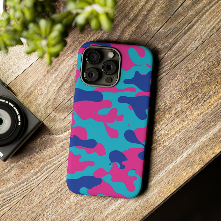 Cute IPhone Case | Blue Pink Camouflage, iPhone 15 Case | iPhone 15 Pro Case, Iphone 14 Case, Iphone 14 Pro Max Case, Protective Iphone Case - Studio40ParkLane