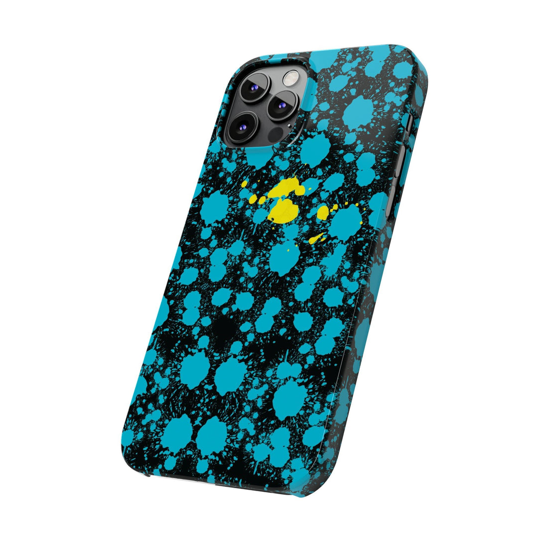 Slim Cute Phone Cases for Iphone - | iPhone 15 Case | iPhone 15 Pro Max Case, Iphone 14 Case, Iphone 14 Pro Max, Iphone 13, Paint Splash Blue Yellow - Studio40ParkLane