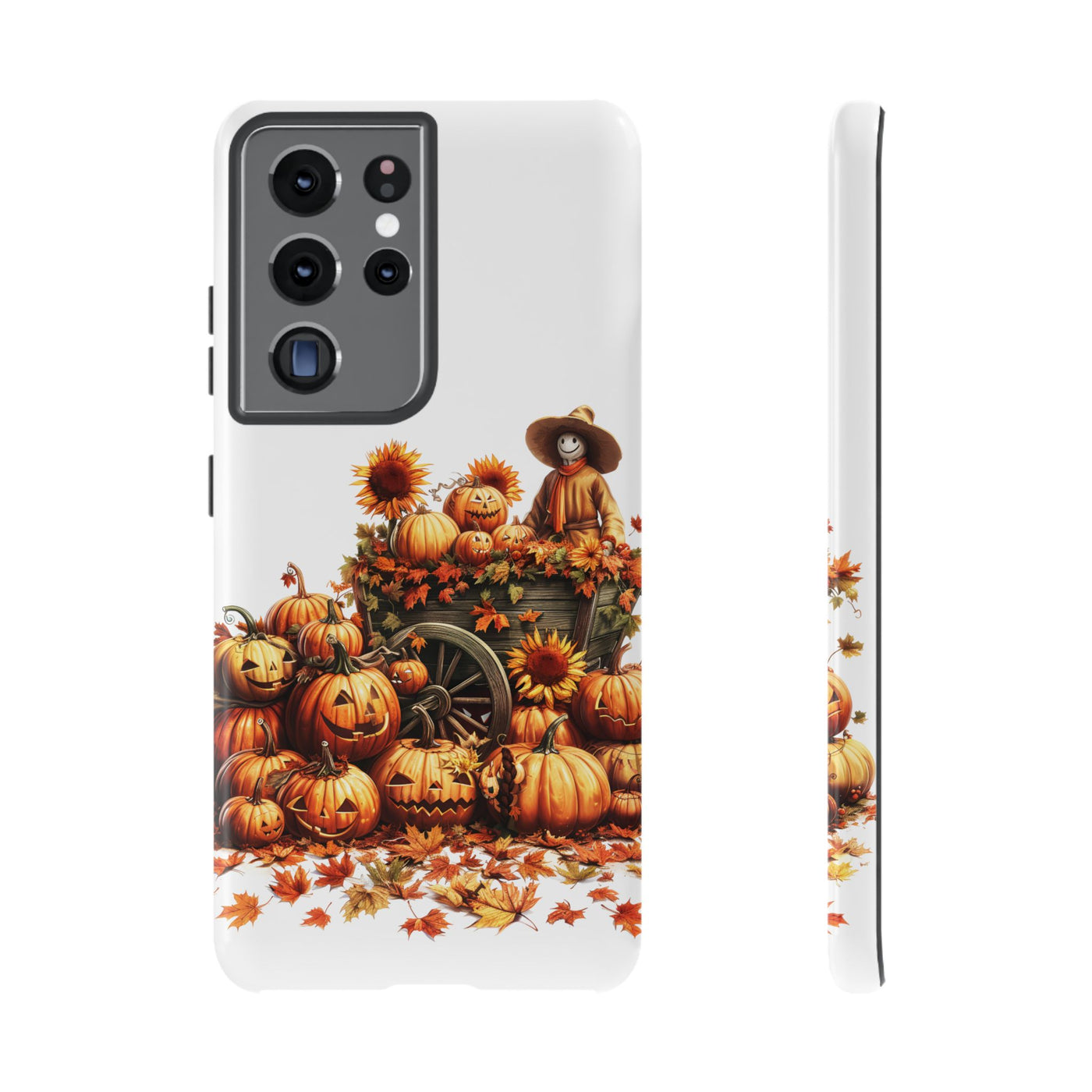 Impact Resistant, Fall Leaves Scarecrow, Cute Phone Cases for Samsung S24, S23, S22, S21, IPhone 15 pro Iphone 14 pro Iphone 13 IPhone 12 Iphone 11