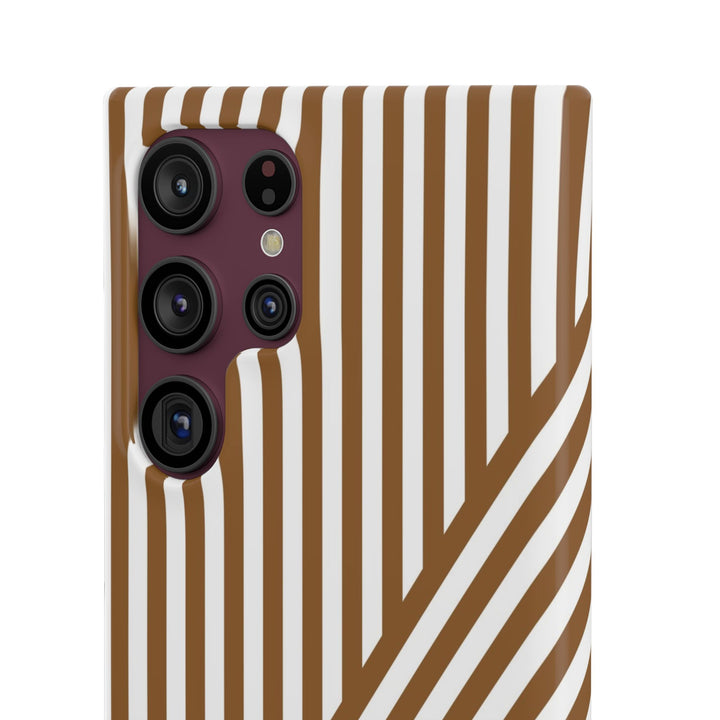 Aesthetic Mocha Brown Stripes Cute Phone Case Sleek Snap - For iPhone 17 Pro Max iPhone 16 Pro iPhone 15 Iphone 14 Plus 13 Pro 12 11 10 Gift - Studio40ParkLane