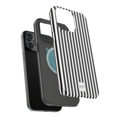 Custom Personalized Black White Striped Magsafe Phone Case for Iphone 17 - | iPhone 16 Pro Max Case | iPhone 15 Case Iphone 14 13 12 11 10 - Studio40ParkLane