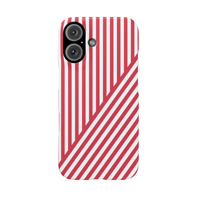 Aesthetic Winterberry Red Stripes Cute Phone Case Sleek Snap - For iPhone 17 Pro Max iPhone 16 Pro iPhone 15 Iphone 14 Plus 13 Pro 12 11 10 Gift - Studio40ParkLane