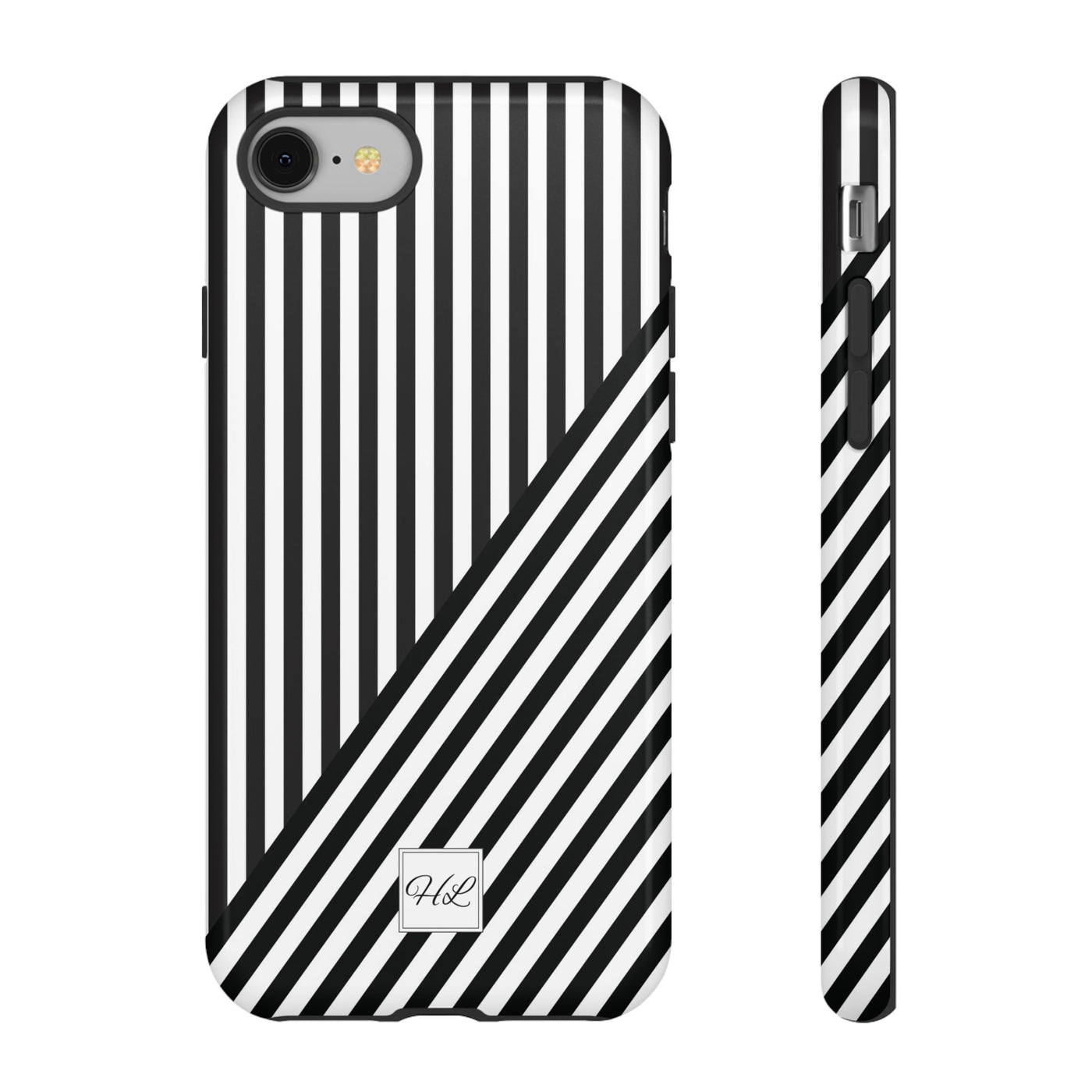 Custom Personalized Aesthetic Stripes Black White Tough Phone Case - For iPhone 17 Pro Max iPhone 16 Pro iPhone 15 Iphone 14 Plus 13 12 11 - Studio40ParkLane