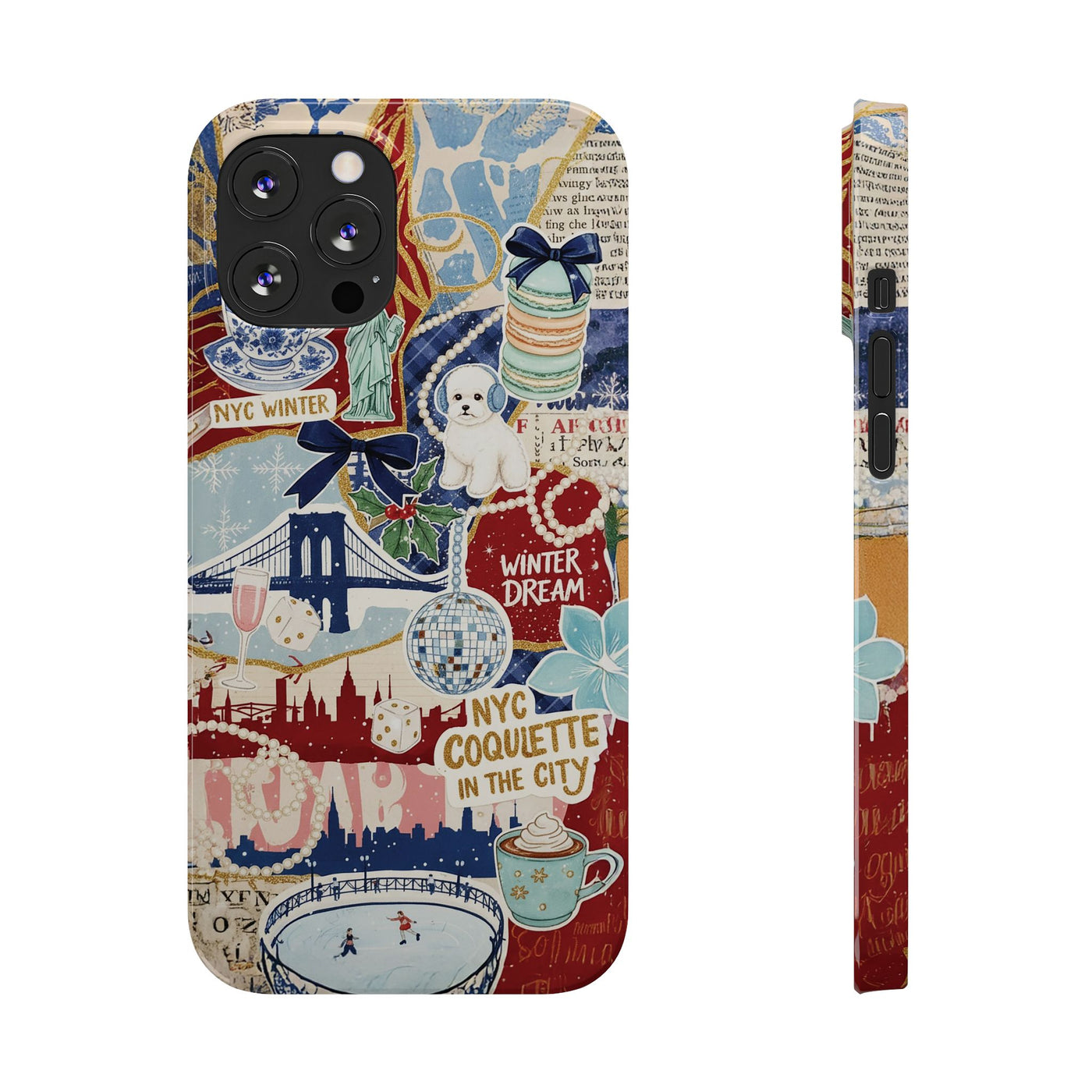Slim New York Winter Coquette Collage Cute Phone Case for Iphone 16 - | iPhone 15 Pro Max Case | iPhone 14 Case Iphone 13 12 11 10 9 8 7 X - Studio40ParkLane