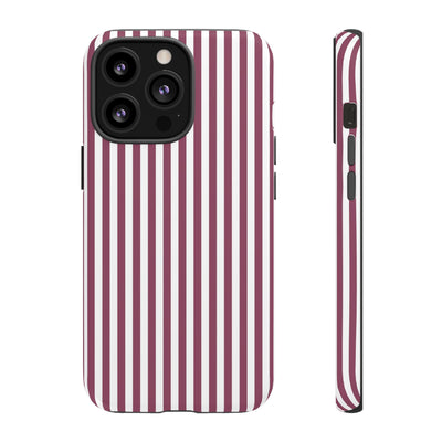 Tough Premium Old Claret Stripes Phone Case Gift for Her - For Apple iPhone 16 Pro Max 16e iPhone 15 Pro iPhone Iphone 14 Plus 13 Pro 12 SE XR - Studio40ParkLane