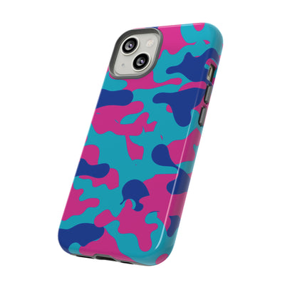 Cute IPhone Case | Blue Pink Camouflage, iPhone 15 Case | iPhone 15 Pro Case, Iphone 14 Case, Iphone 14 Pro Max Case, Protective Iphone Case