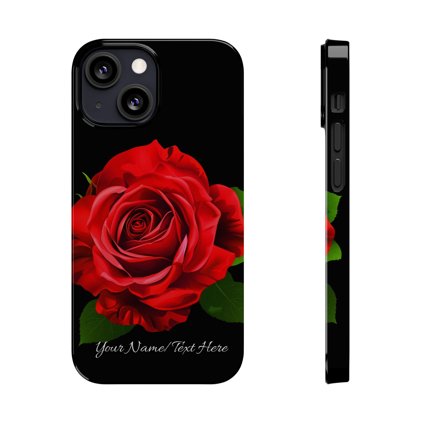 Slim Custom Personalized Red Rose Flowers Gift for Her Cute Phone Cases for Iphone 16 Pro Max | iPhone 15 Case | iPhone 15 Pro Max Case, Iphone 14, Iphone 14 Pro Max, Iphone 13 12 11 8 7