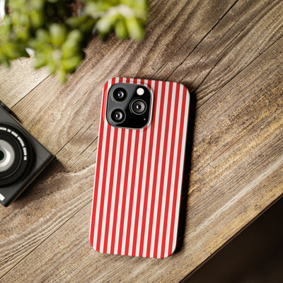 Slim Full Red Striped Cute Phone Case for Iphone 16 - | iPhone 15 Pro Max Case | iPhone 14 Case Iphone 13 12 11 10 9 8 7 XS X Gift for Her - Studio40ParkLane