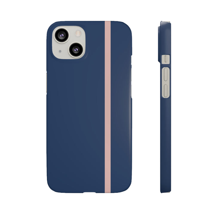 Sleek Navy Blue Pink Stripe Snap Phone Case for iPhone 18 17 16 15 14 13 Pro Max, Samsung Galaxy S26 S25 Ultra Lightweight Cute Phone Case - Studio40ParkLane