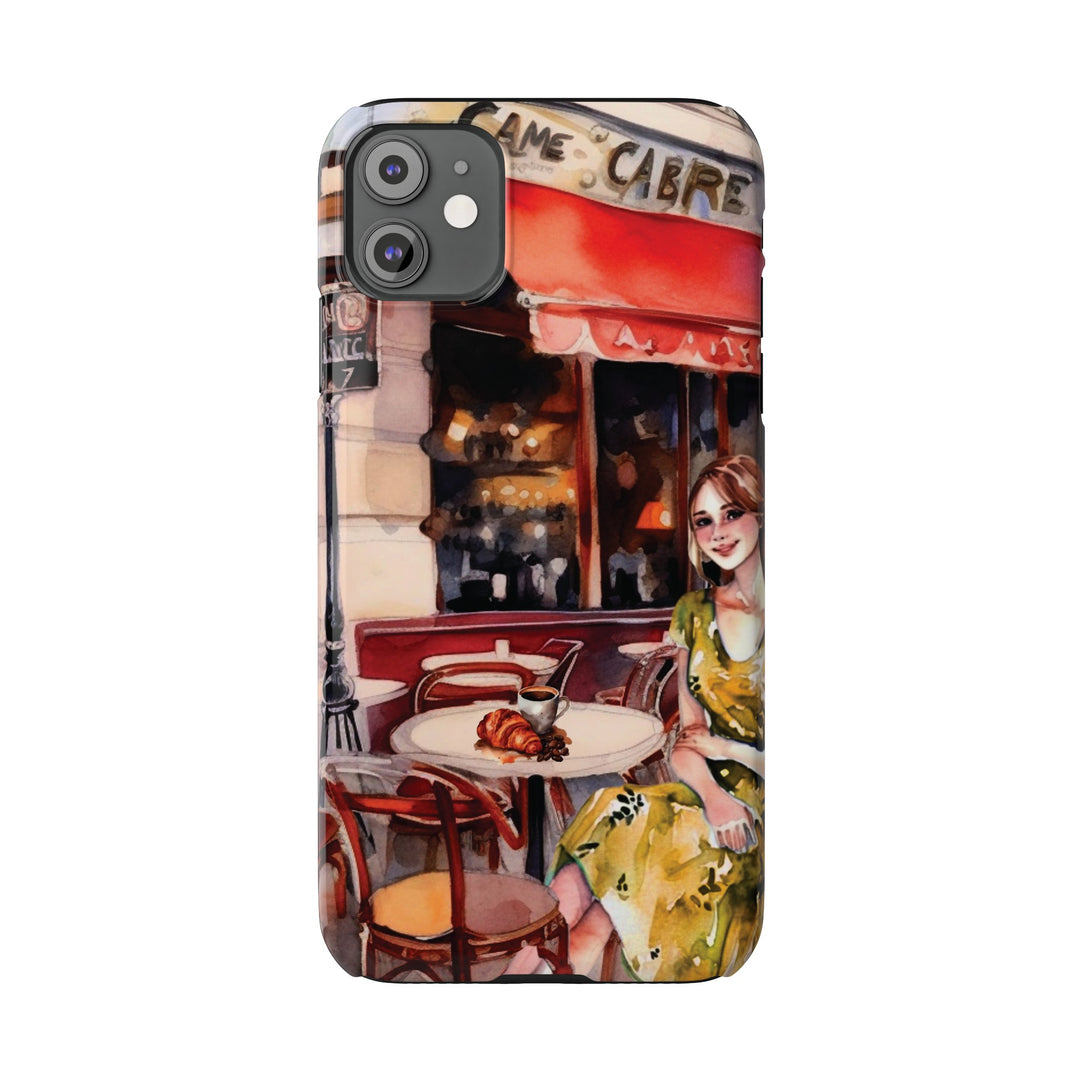Slim Cute Phone Cases for Iphone - | iPhone 15 Case | iPhone 15 Pro Max Case, Iphone 14 Case, Iphone 14 Pro Max, Iphone 13, Paris Cafe Coffee Croissant - Studio40ParkLane