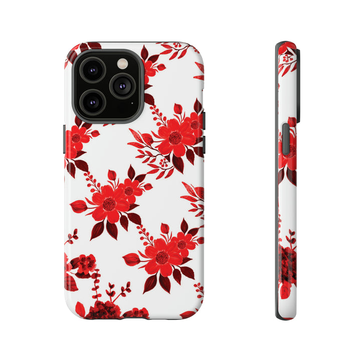 Cute IPhone Case | Red White Flowers, iPhone 15 Case | iPhone 15 Pro Case, Iphone 14 Case, Iphone 14 Pro Max Case, Protective Iphone Case - Studio40ParkLane
