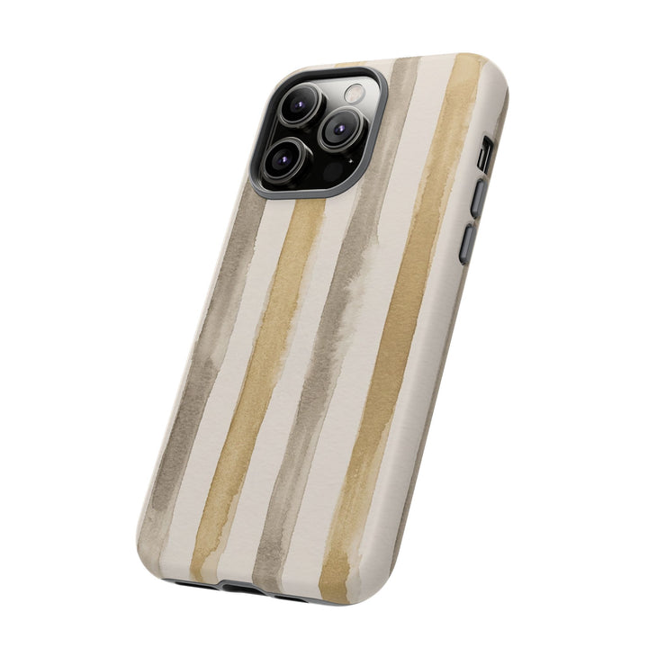 Tough Cute Brown Beige Stripes Phone Case, for IPhone 17 Pro Max | Iphone 17 Air, Iphone 16, IPhone 15, 14 13 12, Samsung Galaxy S26, S25, S24, S23 - Studio40ParkLane