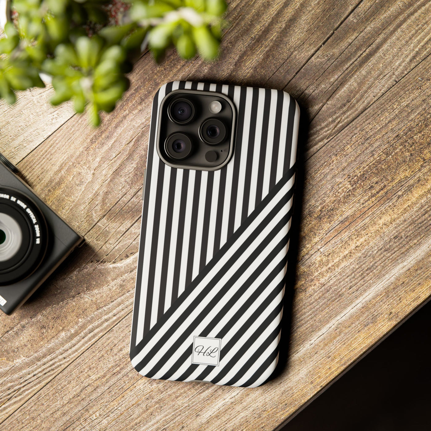 Custom Personalized Aesthetic Stripes Black White Tough Phone Case - For iPhone 17 Pro Max iPhone 16 Pro iPhone 15 Iphone 14 Plus 13 12 11 - Studio40ParkLane