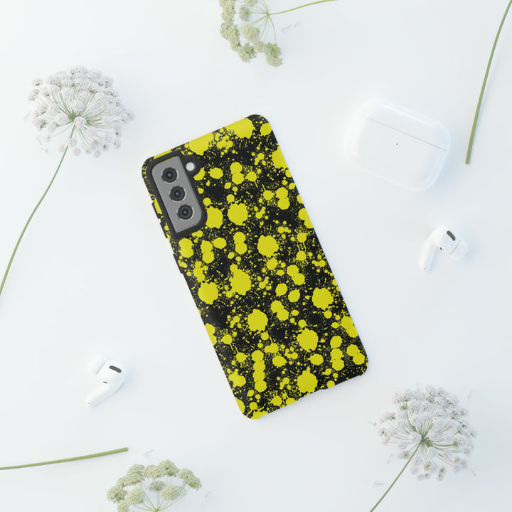 Cute Samsung Phone Case | Aesthetic Samsung Phone Case | Paint Splash Yellow Black | Galaxy S23, S22, S21, S20 | Luxury Double Layer | Cool - Studio40ParkLane