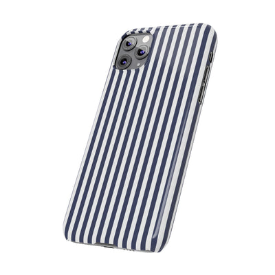 Slim Navy Blue Striped Cute Phone Case for Iphone 16 - | iPhone 15 Pro Max Case | iPhone 14 Case Iphone 13 12 11 10 9 8 7 XS X Gift for Her - Studio40ParkLane
