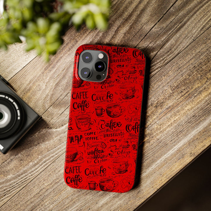 Slim Cute Phone Cases for Iphone - | iPhone 15 Case | iPhone 15 Pro Max Case, Iphone 14 Case, Iphone 14 Pro Max, Iphone 13, Red Black Coffee - Studio40ParkLane