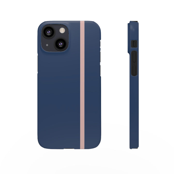 Sleek Navy Blue Pink Stripe Snap Phone Case for iPhone 18 17 16 15 14 13 Pro Max, Samsung Galaxy S26 S25 Ultra Lightweight Cute Phone Case - Studio40ParkLane