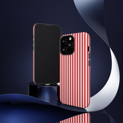 Tough Premium Poppy Red Stripes Phone Case Gift for Her - For Apple iPhone 16 Pro Max 16e iPhone 15 Pro iPhone Iphone 14 Plus 13 Pro 12 SE XR - Studio40ParkLane