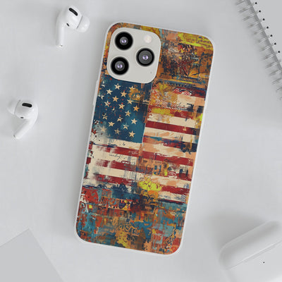 Cute Flexi Phone Cases, US Flag Abstract, Compatible with Samsung Galaxy S23, Samsung S22, Samsung S21, Samsung S20, Galaxy S20 Ultra