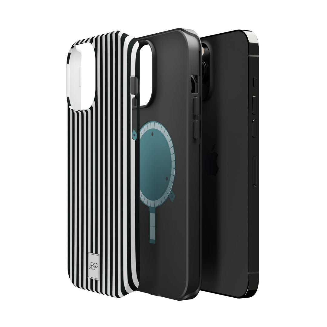 Custom Personalized Black White Striped Magsafe Phone Case for Iphone 17 - | iPhone 16 Pro Max Case | iPhone 15 Case Iphone 14 13 12 11 10 - Studio40ParkLane