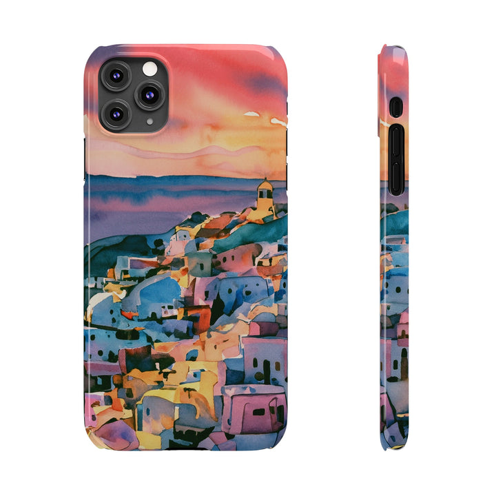 Slim Cute Phone Cases for Iphone | iPhone 15 Case | iPhone 15 Pro Max Case, Iphone 14, Iphone 14 Pro Max, Iphone 13, Colorful Greek House Watercolor - Studio40ParkLane