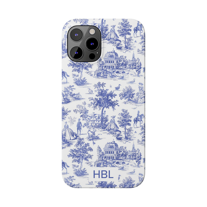 Slim Personalized Slim Blue Vintage French Toile Cute Phone Cases for Iphone 16 Pro Max | iPhone 15 Case | iPhone 15 Pro Max Case, Iphone 14, Iphone 14 Pro Max, Iphone 13 12 11 8 7 - Studio40ParkLane
