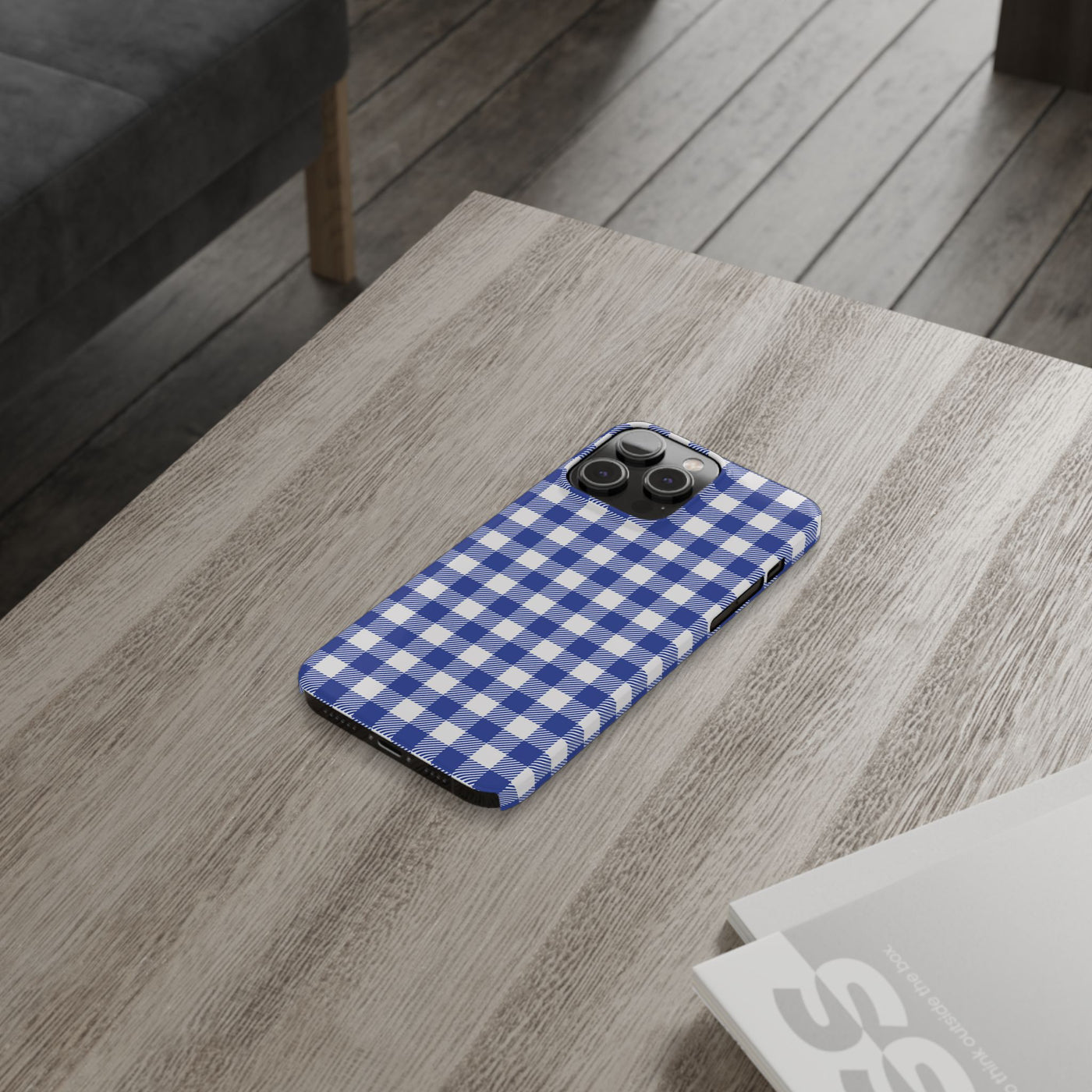 Slim Blue Gingham Gift for Her Cute Phone Cases for Iphone 16 Pro Max | iPhone 15 Case | iPhone 15 Pro Max Case, Iphone 14, 13, 12, 11, 10, 8, 7