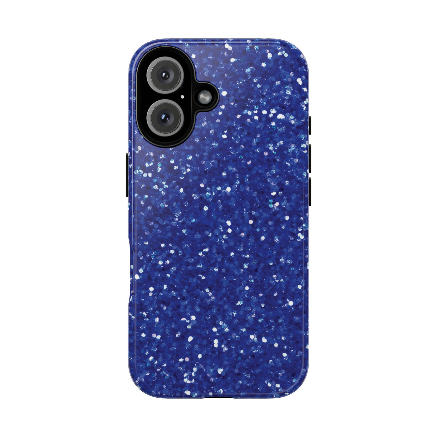 Chic Blue Faux Play on Glitter Effect Cute Phone Case, for IPhone 16 pro Max | Iphone 15, Iphone 14, IPhone 13 Case, 11 8 7, Samsung Galaxy S24, S23, S22, S21, 2 Layer Protection