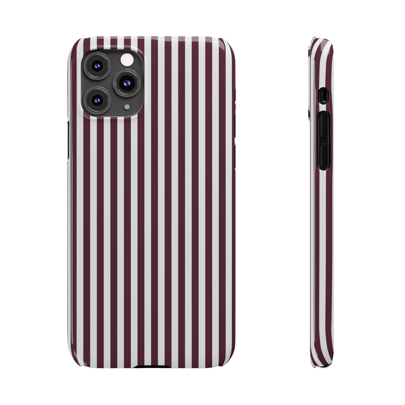 Slim Burgundy Wine Striped Cute Phone Case for Iphone 16 - | iPhone 15 Pro Max Case | iPhone 14 Case Iphone 13 12 11 10 9 8 7 Gift for Her - Studio40ParkLane