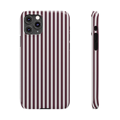 Slim Burgundy Wine Striped Cute Phone Case for Iphone 16 - | iPhone 15 Pro Max Case | iPhone 14 Case Iphone 13 12 11 10 9 8 7 Gift for Her - Studio40ParkLane