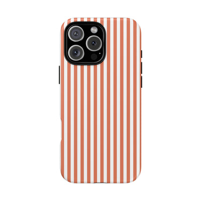 Tough Premium Peach Stripes Phone Case Gift for Her - For Apple iPhone 16 Pro Max 16e iPhone 15 Pro iPhone Iphone 14 Plus 13 Pro 12 SE XR - Studio40ParkLane
