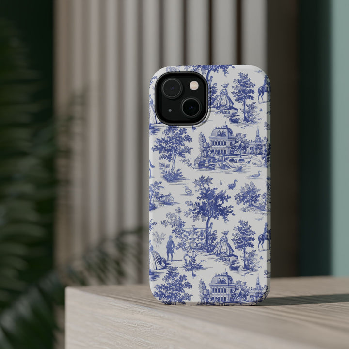 Blue Toile Magnetic Impact-Resistant Cute Phone Case for Iphone 16, iPhone 15 Pro Max Plus 14, 13, 12, 11 Gift for her - Studio40ParkLane