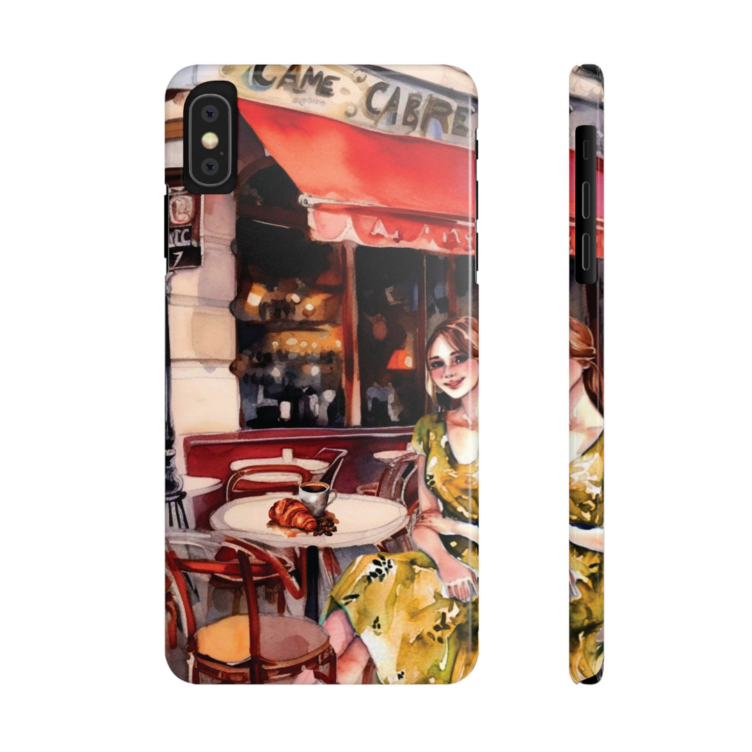 Slim Cute Phone Cases for Iphone - | iPhone 15 Case | iPhone 15 Pro Max Case, Iphone 14 Case, Iphone 14 Pro Max, Iphone 13, Paris Cafe Coffee Croissant - Studio40ParkLane