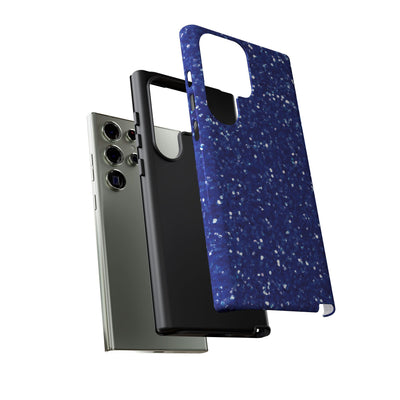 Chic Blue Faux Play on Glitter Effect Cute Phone Case, for IPhone 16 pro Max | Iphone 15, Iphone 14, IPhone 13 Case, 11 8 7, Samsung Galaxy S24, S23, S22, S21, 2 Layer Protection