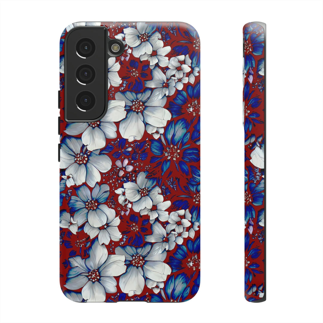 Cute Samsung Phone Case | Aesthetic Samsung Phone Case | Galaxy S23, S22, S21, S20 | Red Blue Flowers, Protective Phone Case - Studio40ParkLane