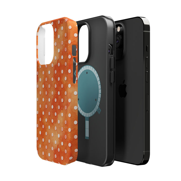 Aesthetic Tough Magsafe Orange Polka Dots Phone Case - For iPhone 17 Pro Max iPhone 16 Pro iPhone 15 Iphone 14 Plus 13 Pro 12 11 10 XR - Studio40ParkLane