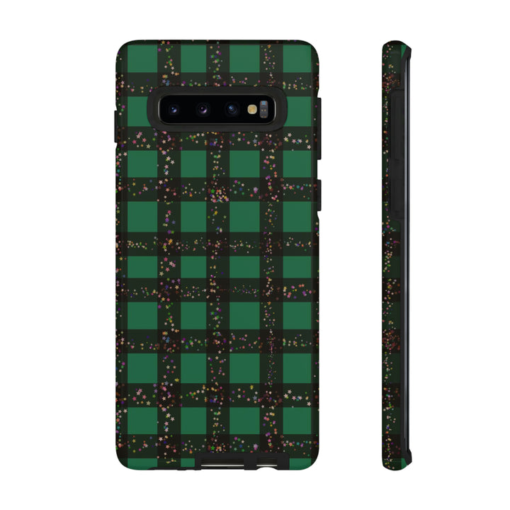 Cute Samsung Phone Cases, Designer Samsung Galaxy S23 Phone Case, Samsung S22 Case, Samsung S21 Case, Samsung S20 Case, Green Festive Plaid - Studio40ParkLane