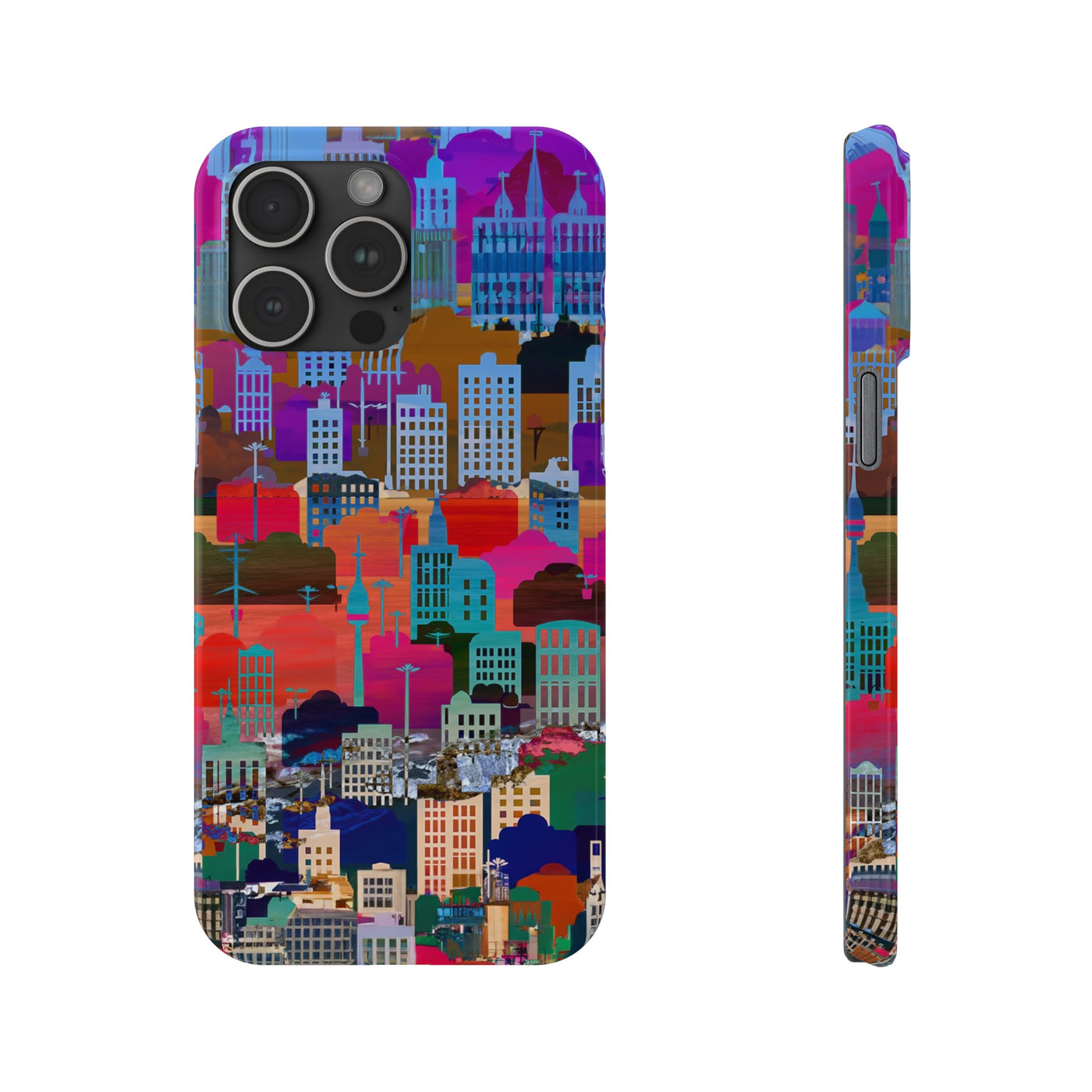 City Skyline Mosaic Slim Cute Phone Cases for Iphone | iPhone 15 Case | iPhone 15 Pro Max Case, Iphone 14, Iphone 14 Pro Max, Iphone 13, 12