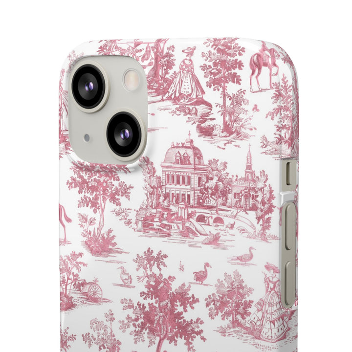 Sleek Snap Pink French Toile Cute Phone Case for iPhone 16 15 14 13 12 11 X Xs Max Xr Pro Plus Samsung Galaxy S24 S23 S22 S21 S20 Note Ultra