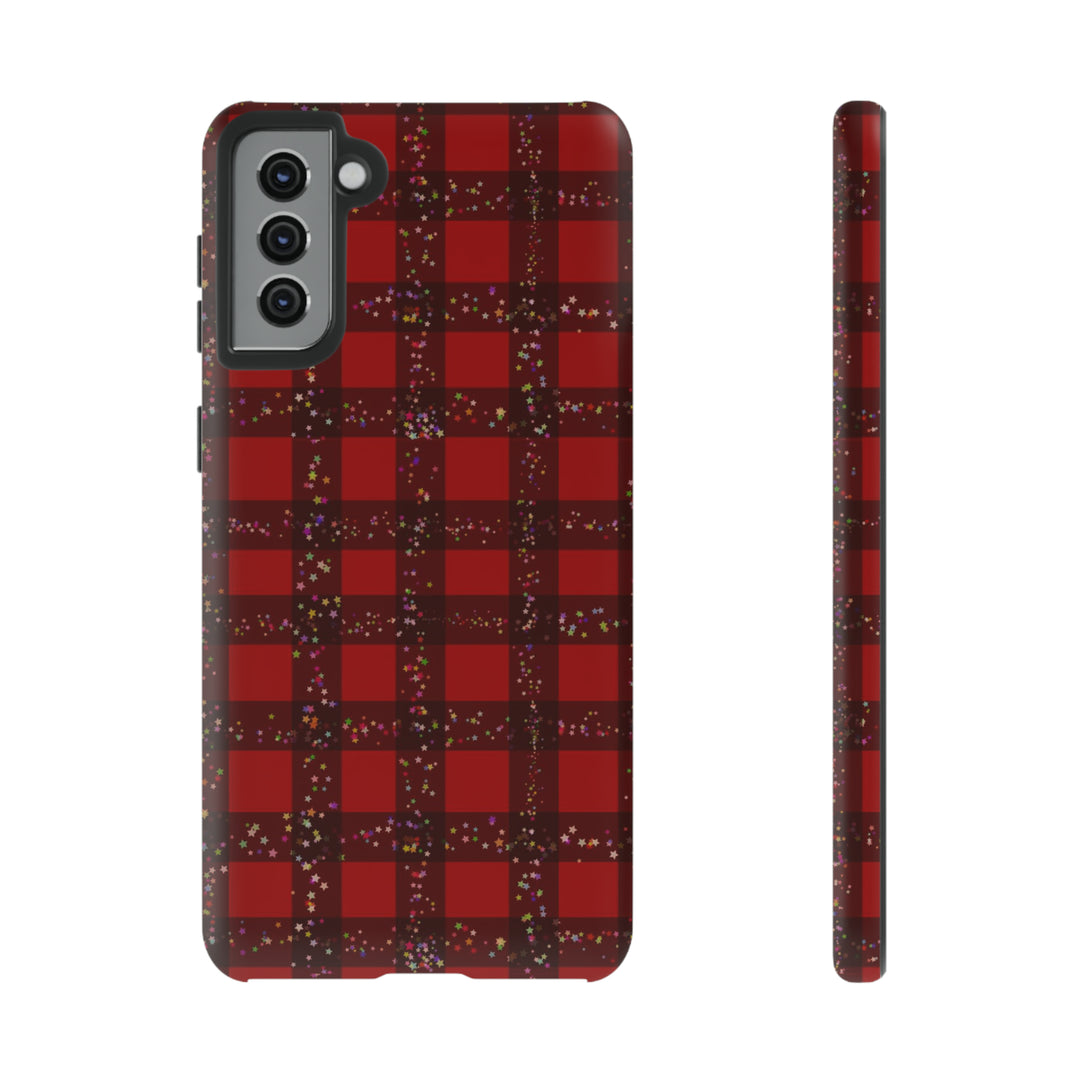 Samsung Phone Cases, Designer Samsung Galaxy S23 Phone Case, Samsung S22 Case, Samsung S21 Case, Samsung S20 Case, Red Festive Plaid - Studio40ParkLane