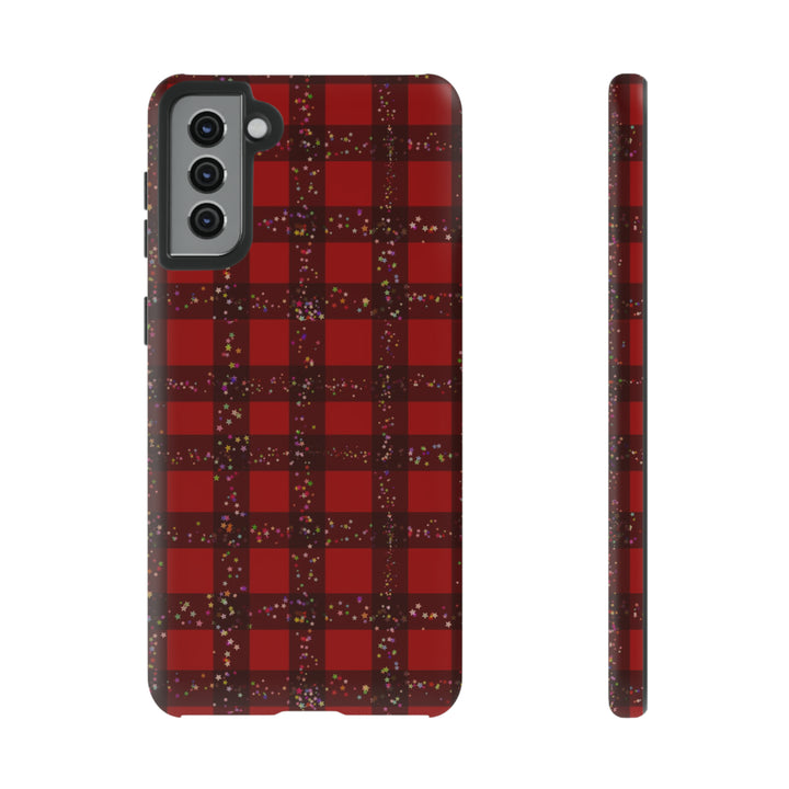 Samsung Phone Cases, Designer Samsung Galaxy S23 Phone Case, Samsung S22 Case, Samsung S21 Case, Samsung S20 Case, Red Festive Plaid - Studio40ParkLane